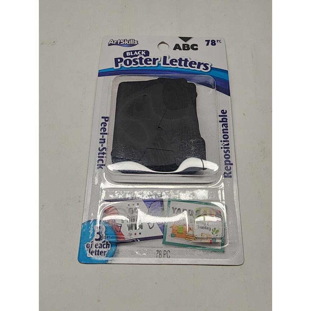 ArtSkills BLACK Poster Letters 3 Of Each Letter GET NOTICED Peel & Stick U4